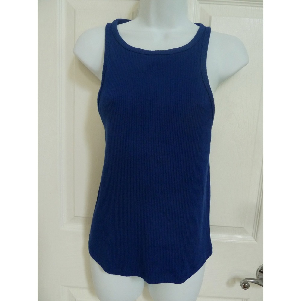 J. Crew Re-Imagined Ribbed Tank Top Blue Cotton Modal BH925 XL